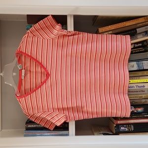 Vintage Faded Glory women's short sleeved top, pink striped, size large